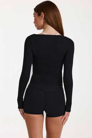 ButterCloud™ Tie-Front Top in Black