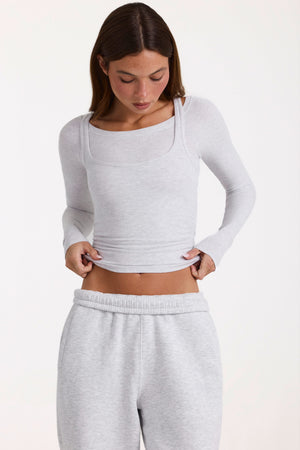 ButterCloud™ Layered Top  in Grey Marl