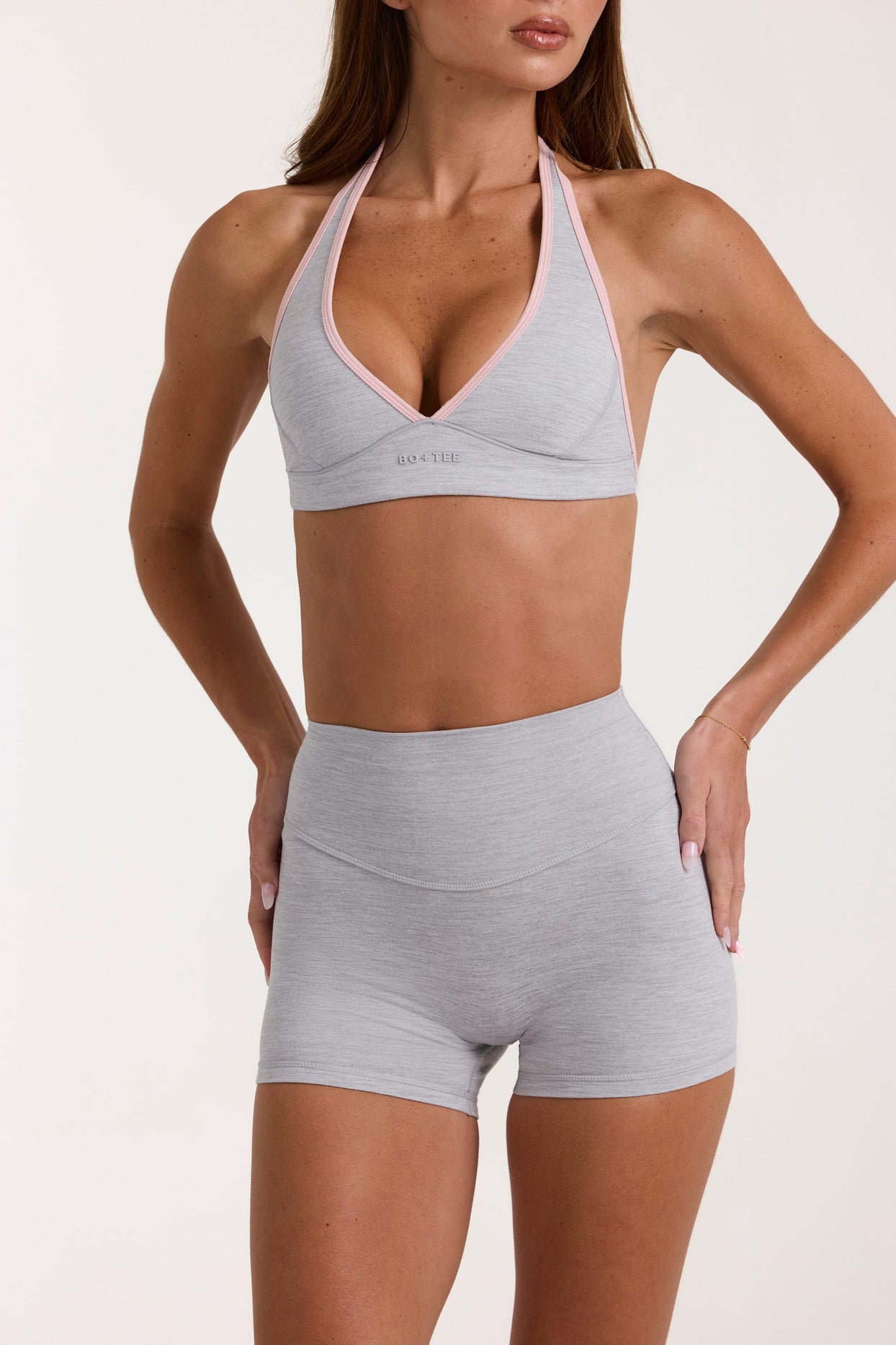 Soft Active Mini Shorts in Grey Marl - 4
