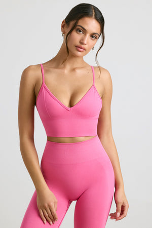Define Luxe V-Neck Sports Bra in Hot Pink