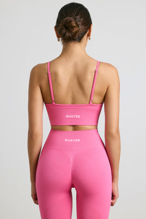 Define Luxe V-Neck Sports Bra in Hot Pink