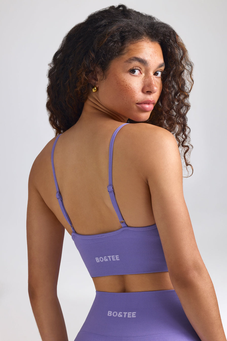Define Luxe V-Neck Sports Bra in Purple - 2