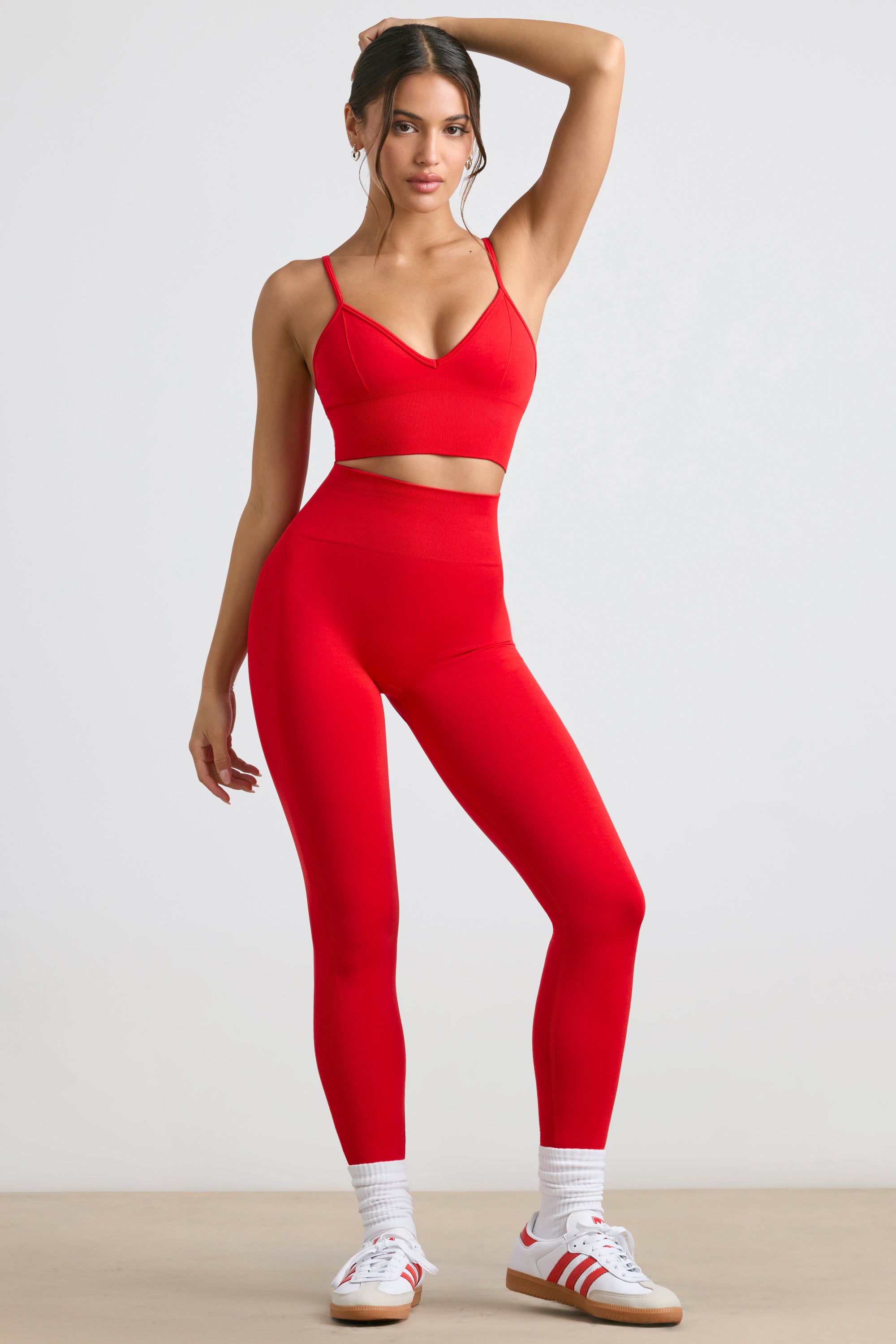 Petite High-Waist Define Luxe Leggings in Red