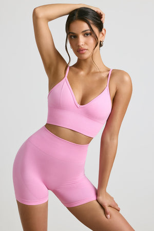 Define Luxe High-Waist Mini Shorts in Bubblegum Pink