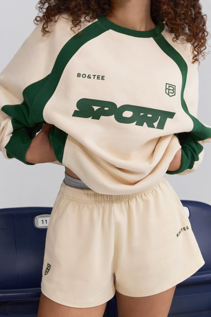 Soft Cotton Jersey Elasticated Mini Shorts in Marble - 1