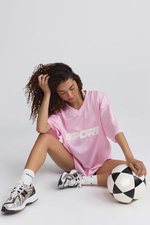 Piqué Jersey Oversized T-Shirt in Baby Pink