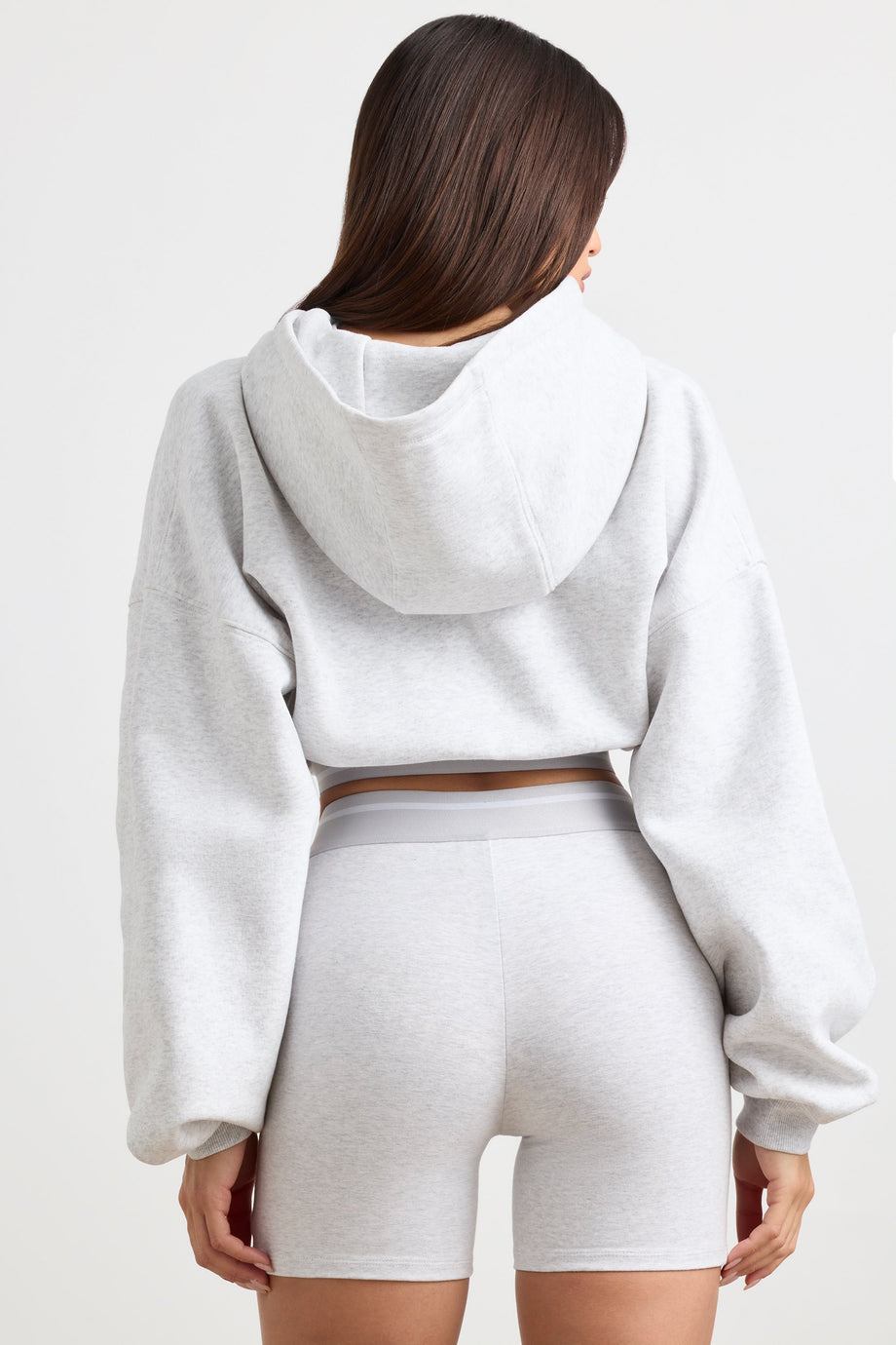 Cropped Hoodie in Grey Marl