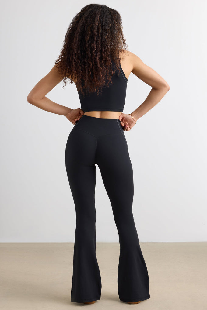 Soft Active Flared Trousers in Black