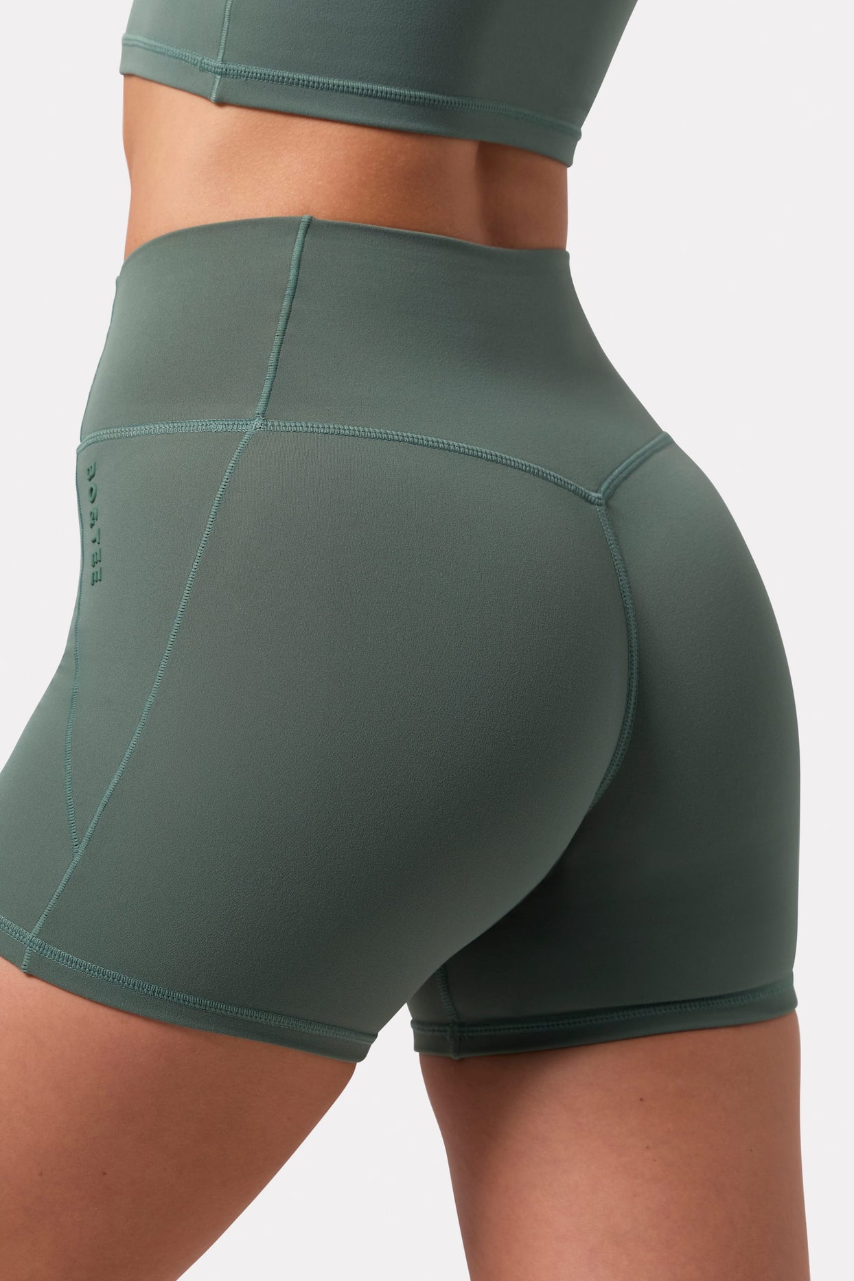 Soft Active High Waist Mini Shorts in Khaki - 4
