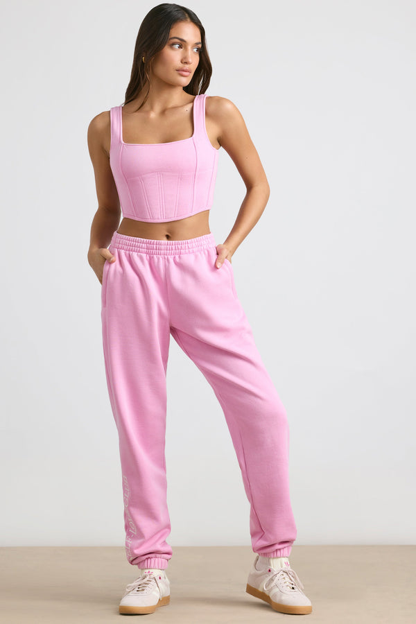 Brushed Jersey Oversized Joggers in Bubblegum Pink - 1