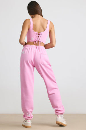 Brushed Jersey Oversized Joggers in Bubblegum Pink