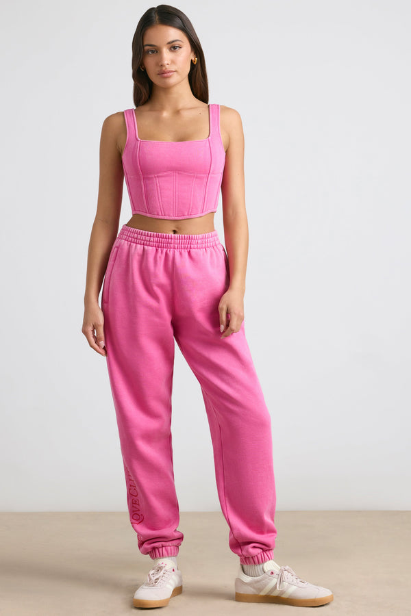 Brushed Jersey Oversized Joggers in Hot Pink - 1
