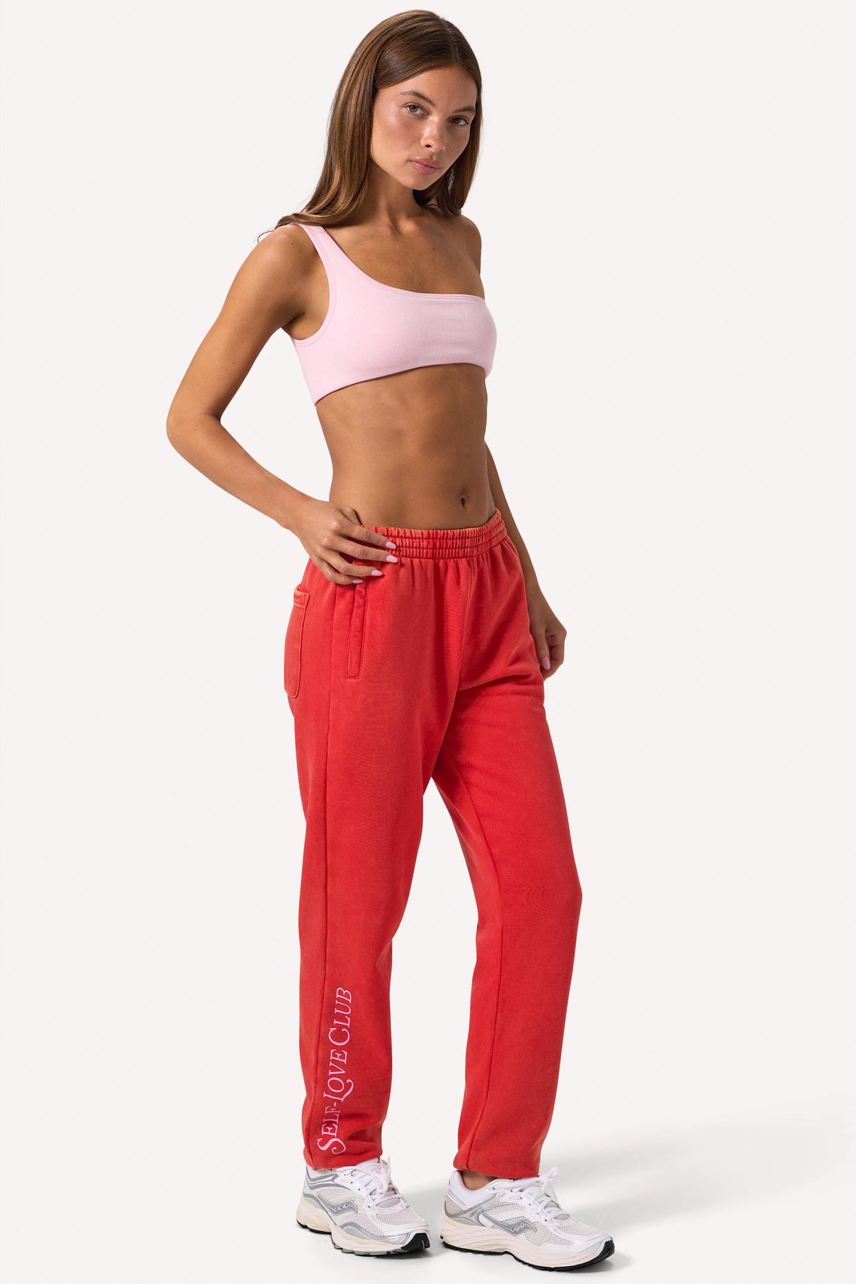 Brushed Jersey Oversized Joggers in Red - 4