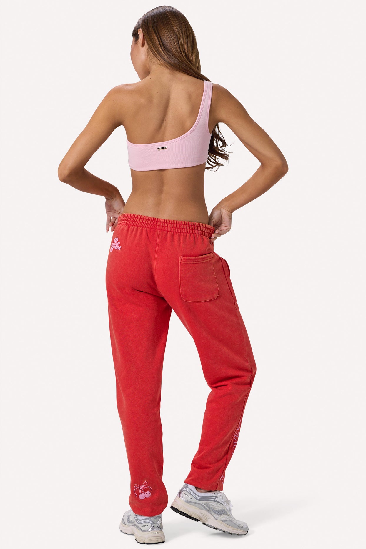 Brushed Jersey Oversized Joggers in Red - 2