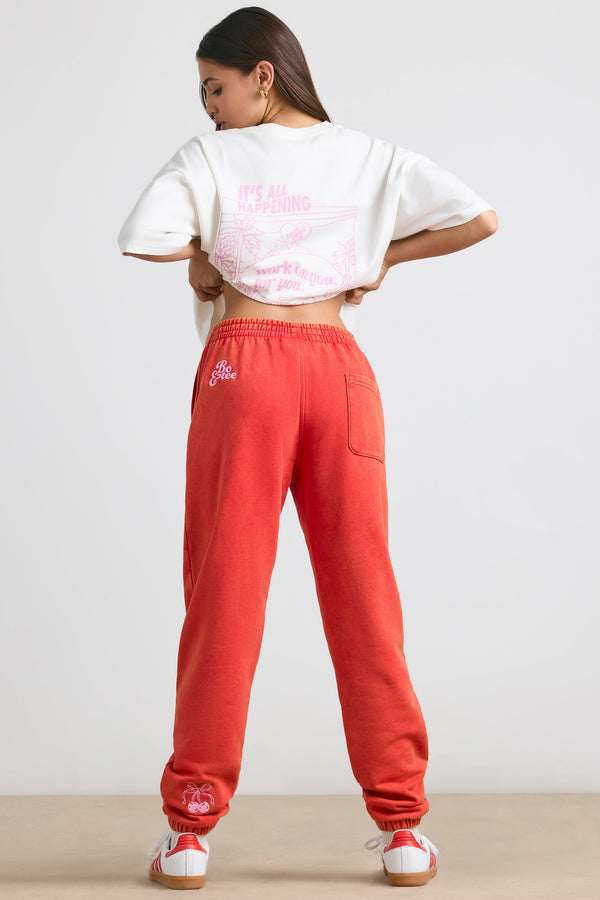 Brushed Jersey Oversized Joggers in Red - 2