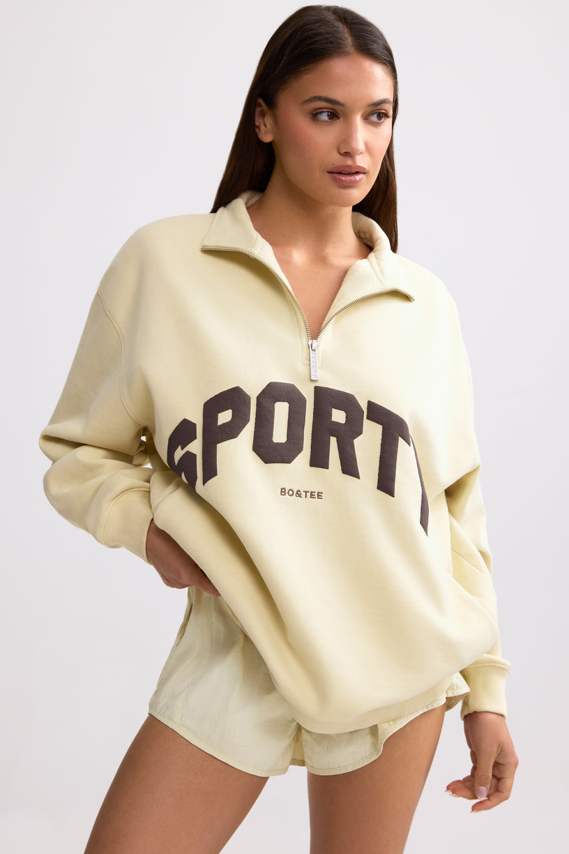Quarter-Zip Sweatshirt in Bone - 1