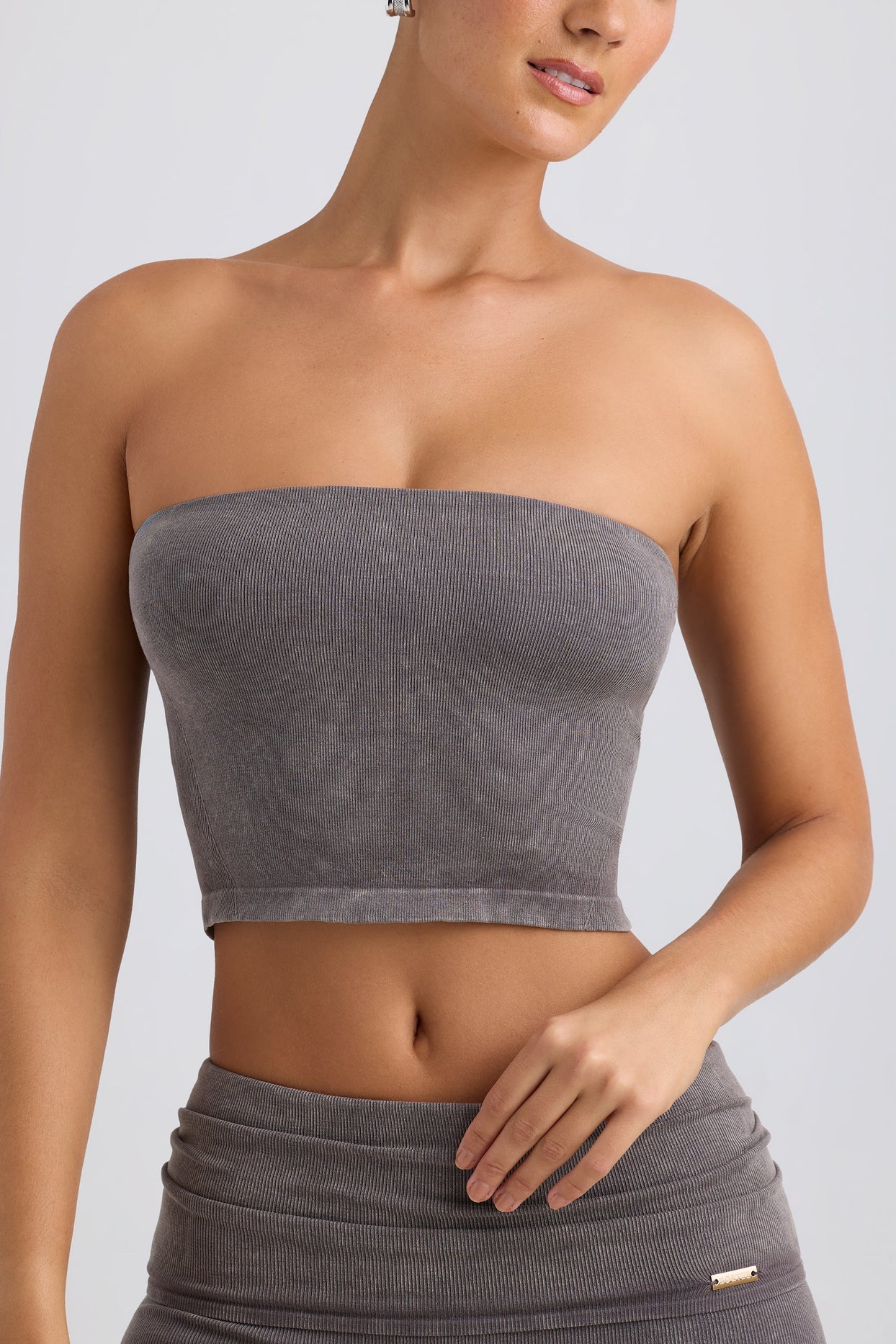 Bandeau Crop Top in Washed Charcoal