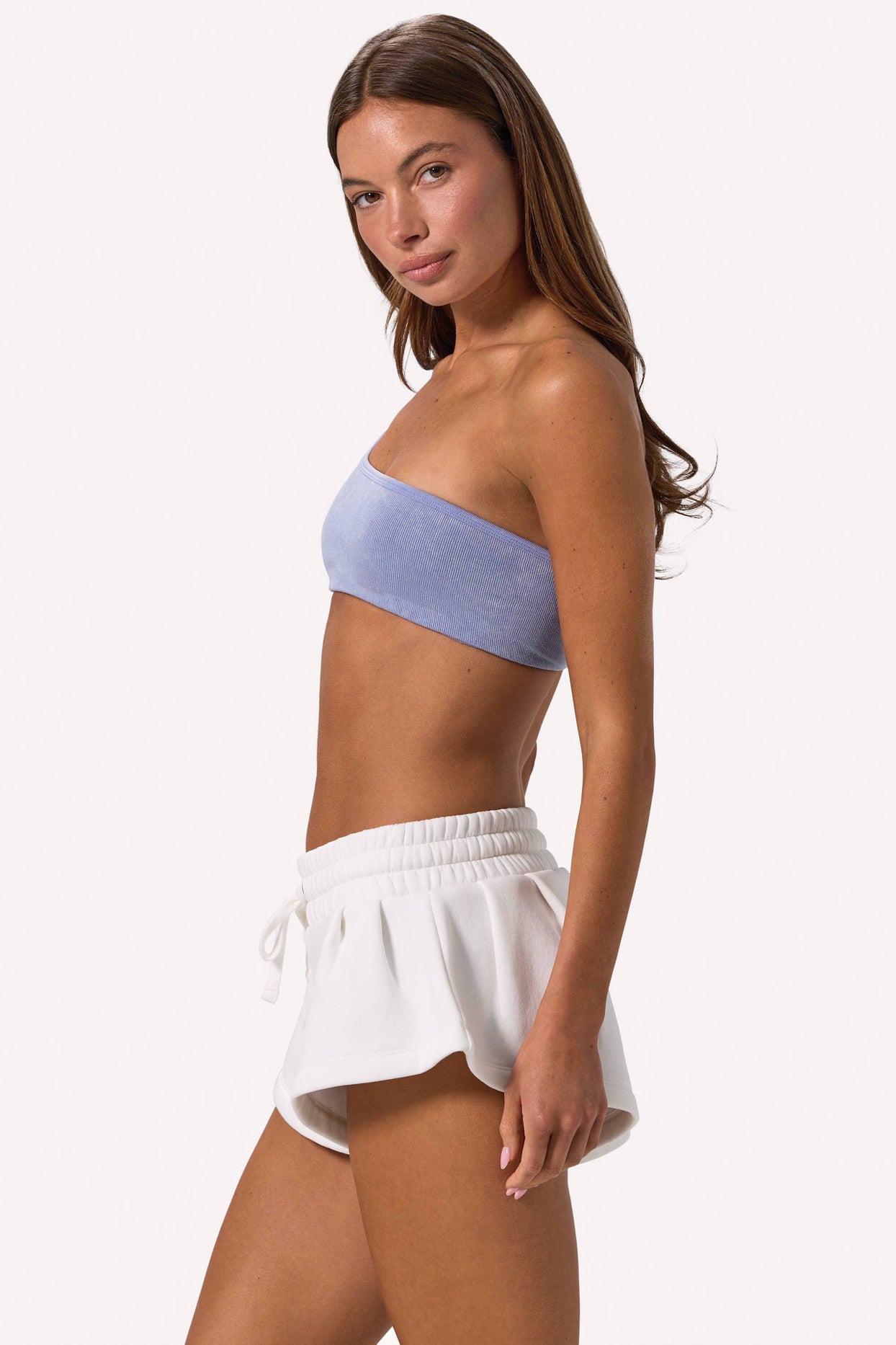 One-Shoulder Sports Bra in Washed Blue - 3