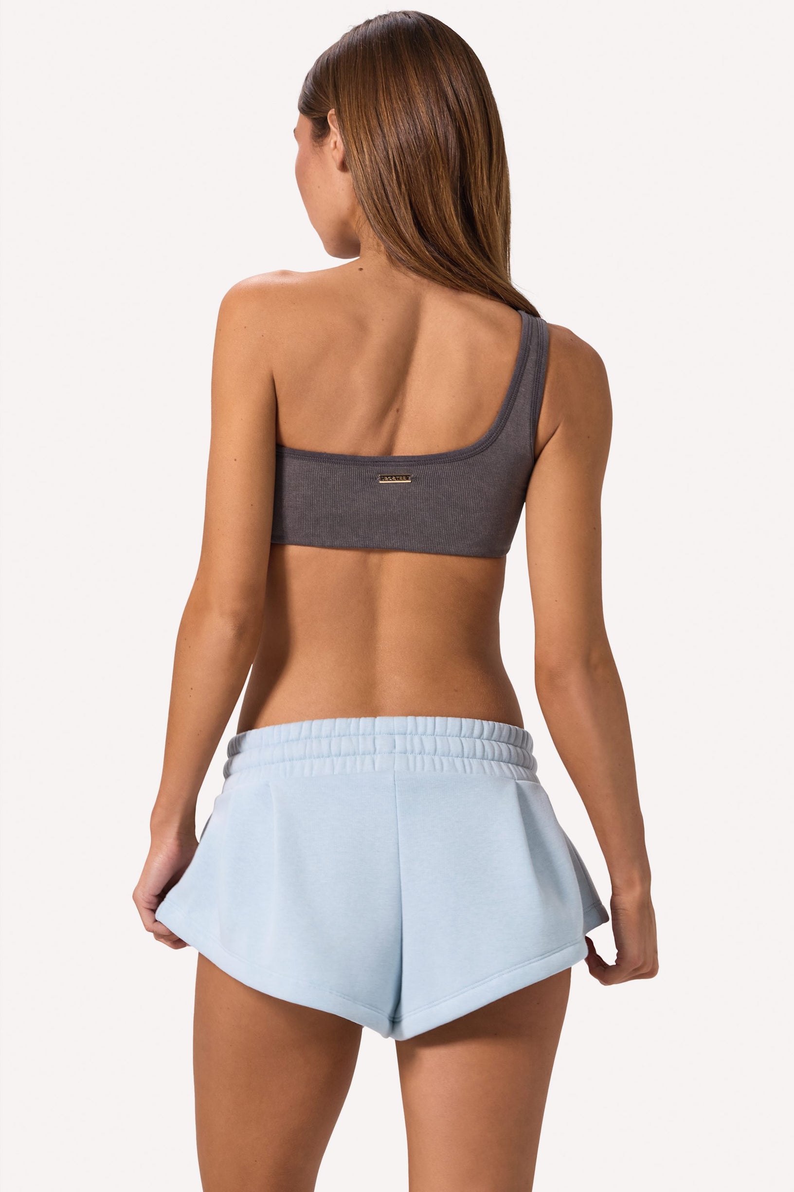 One-Shoulder Sports Bra in Washed Charcoal - 2