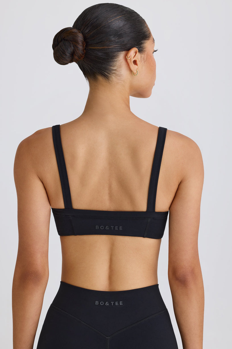 Soft Active Contrast-Trim Sports Bra in Black - 2