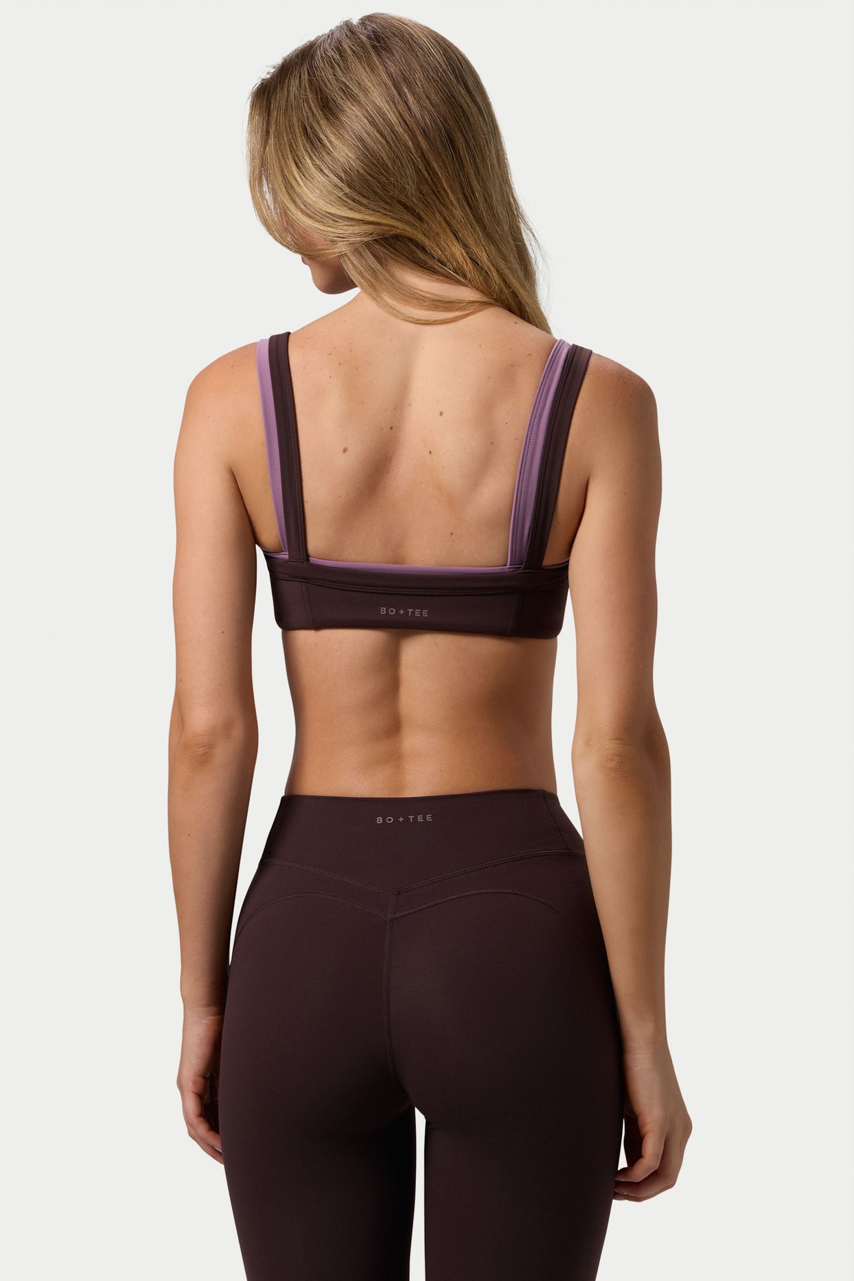 Soft Active Seam-Detail Sports Bra in Espresso - 2