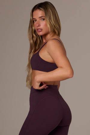 Soft Active Seam-Detail Sports Bra in Plum