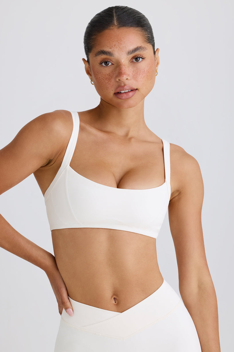 Soft Active Contrast-Trim Sports Bra in White - 1