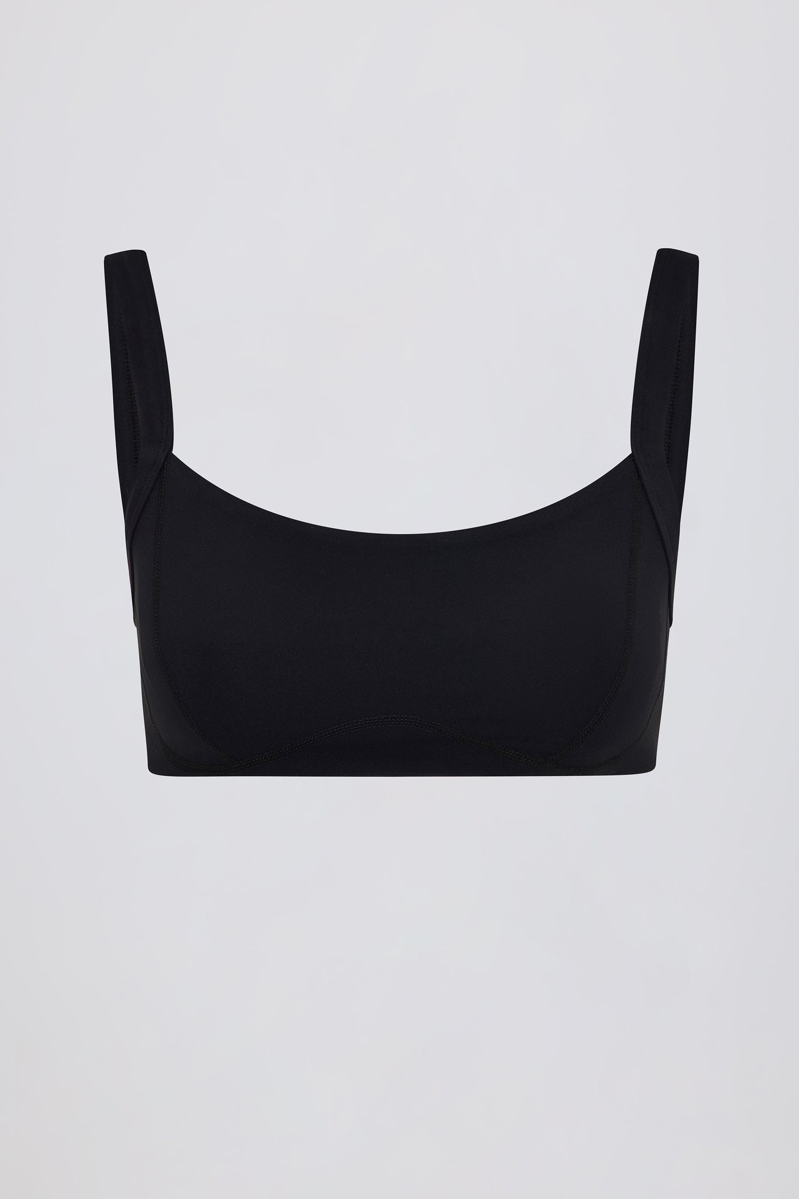Soft Active Seam-Detail Sports Bra in Black - 2