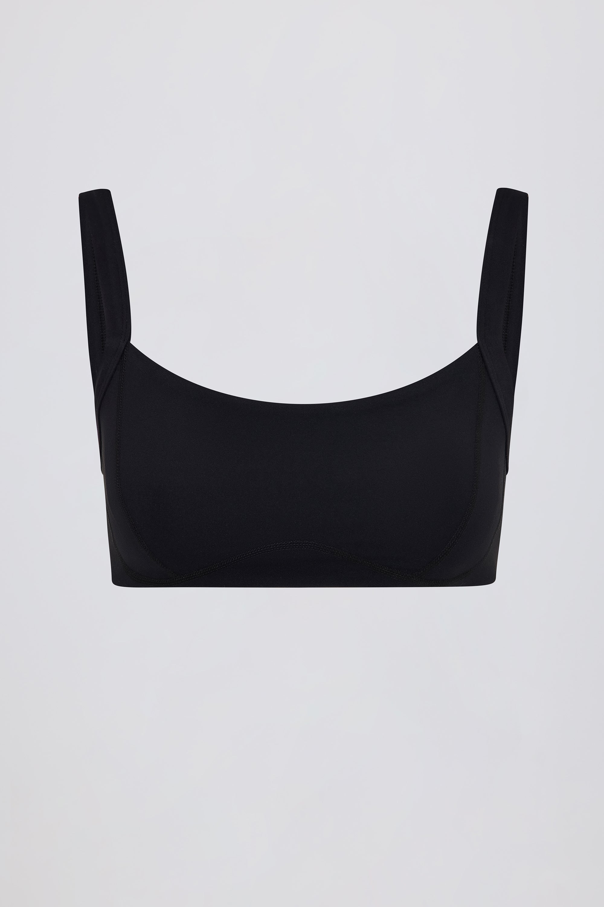Soft Active Seam-Detail Sports Bra in Black - 2