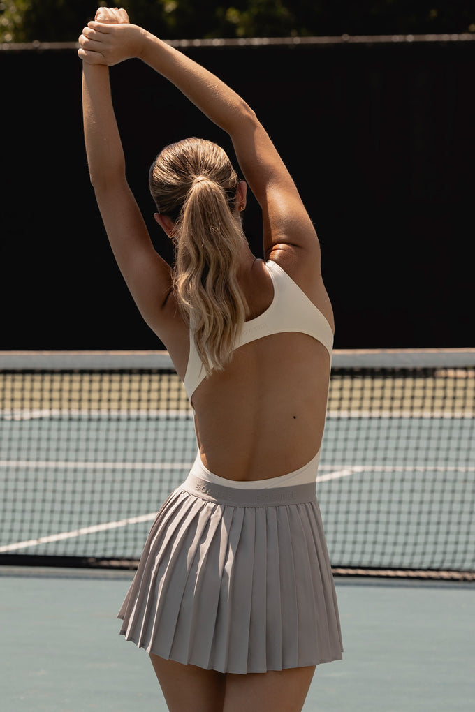 Soft Active Open-Back Bodysuit in White