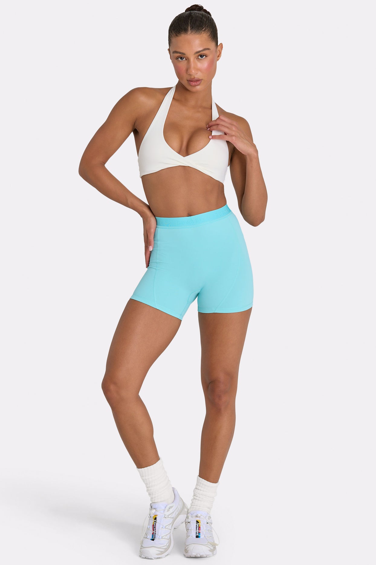 Soft Active Mini Shorts in Aqua - 1