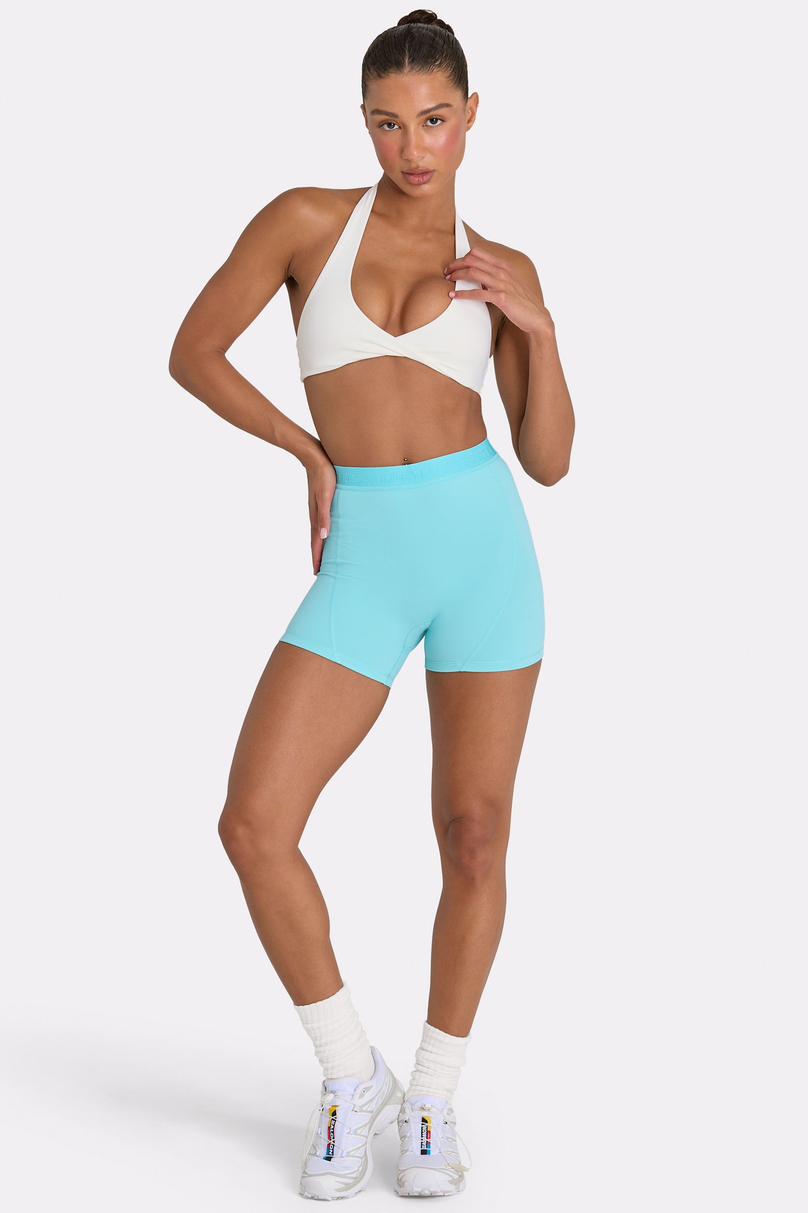 Soft Active Mini Shorts in Aqua - 1