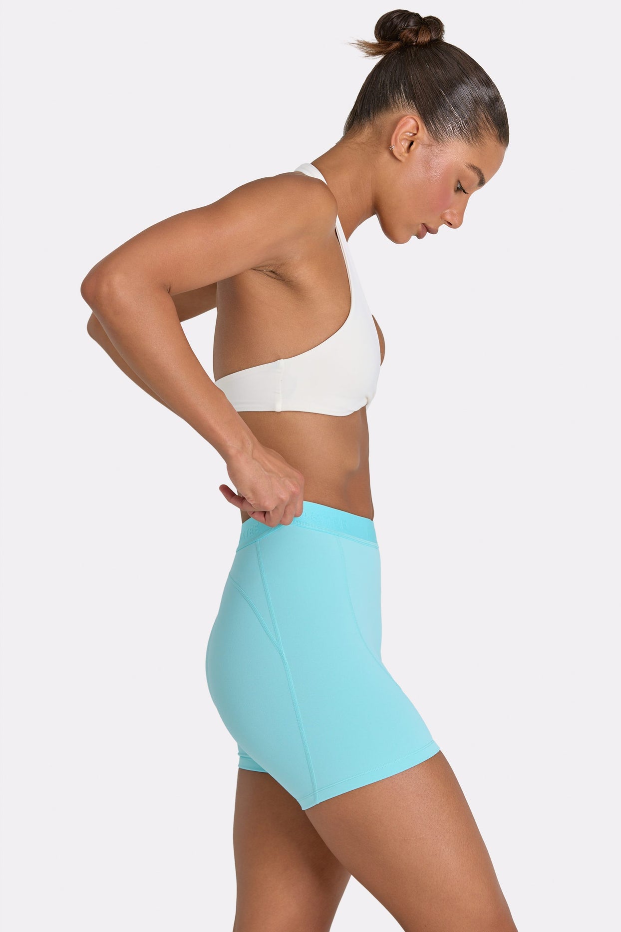 Soft Active Mini Shorts in Aqua - 3