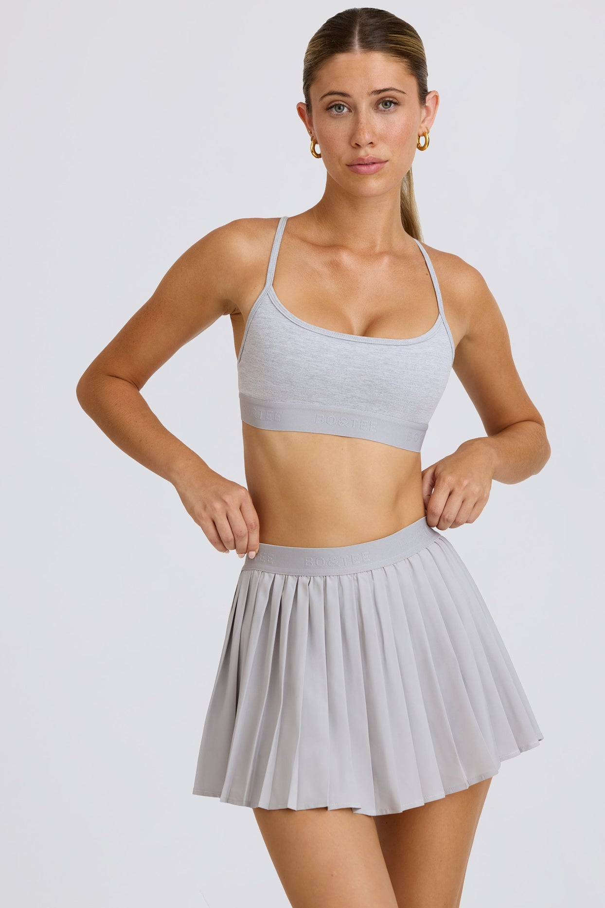 Pleated Tennis Skirt in Ice Grey