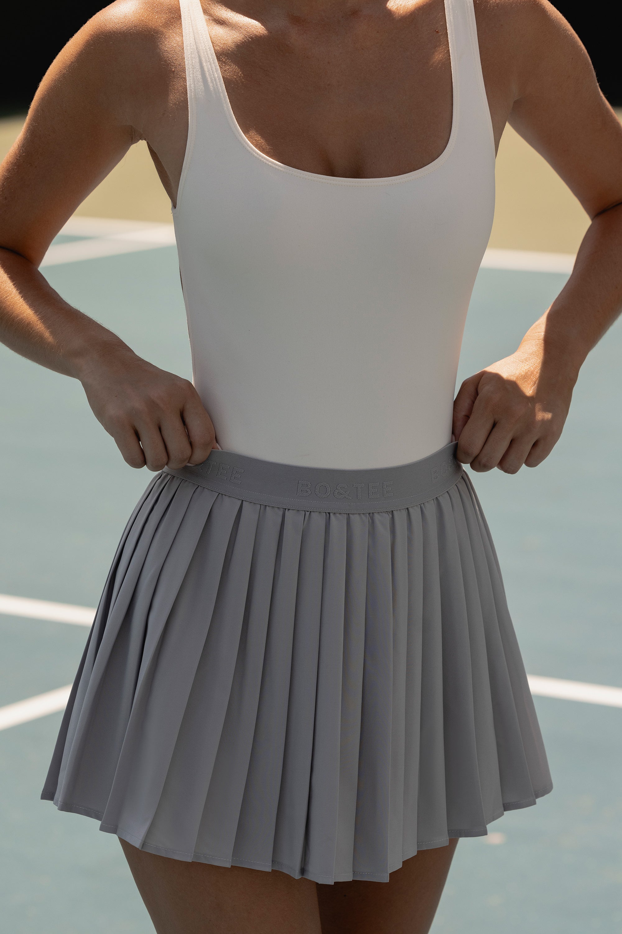 Pleated Tennis Skirt in Ice Grey