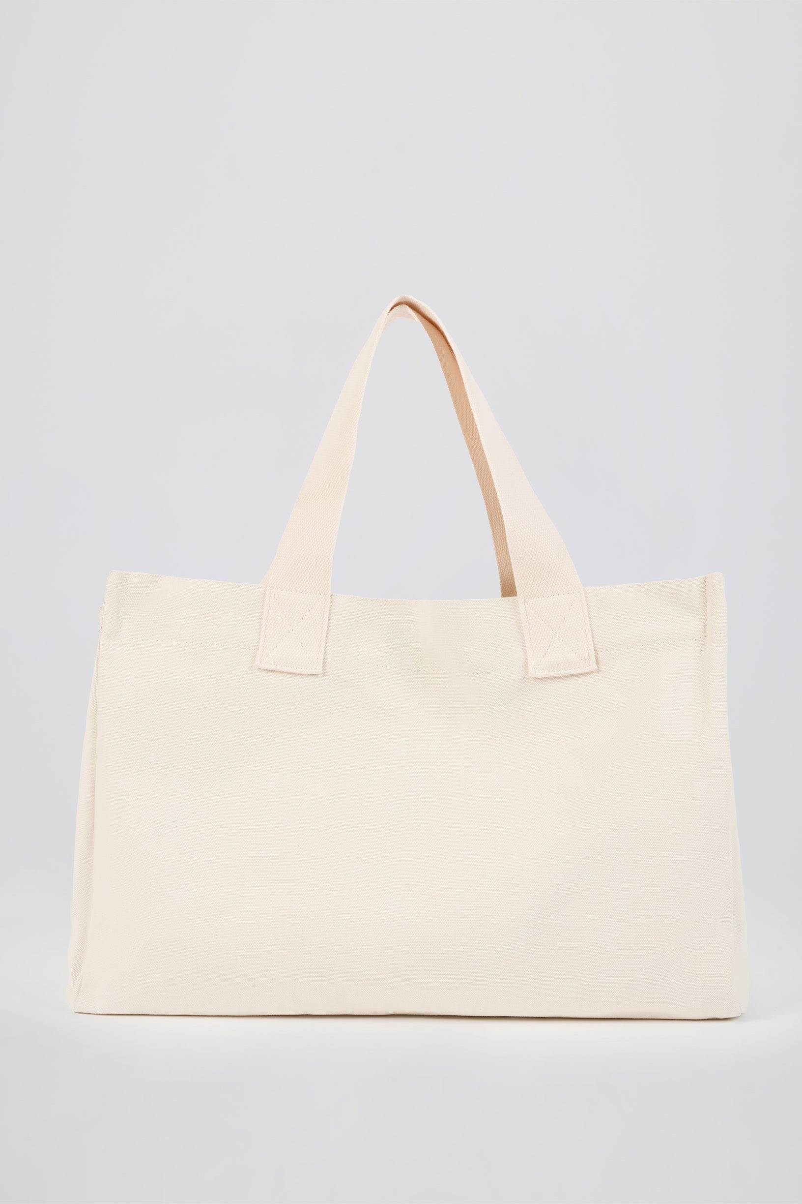 Oversized Canvas Tote Bag in Egg Shell - 2