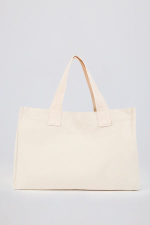Oversized Canvas Tote Bag in Egg Shell