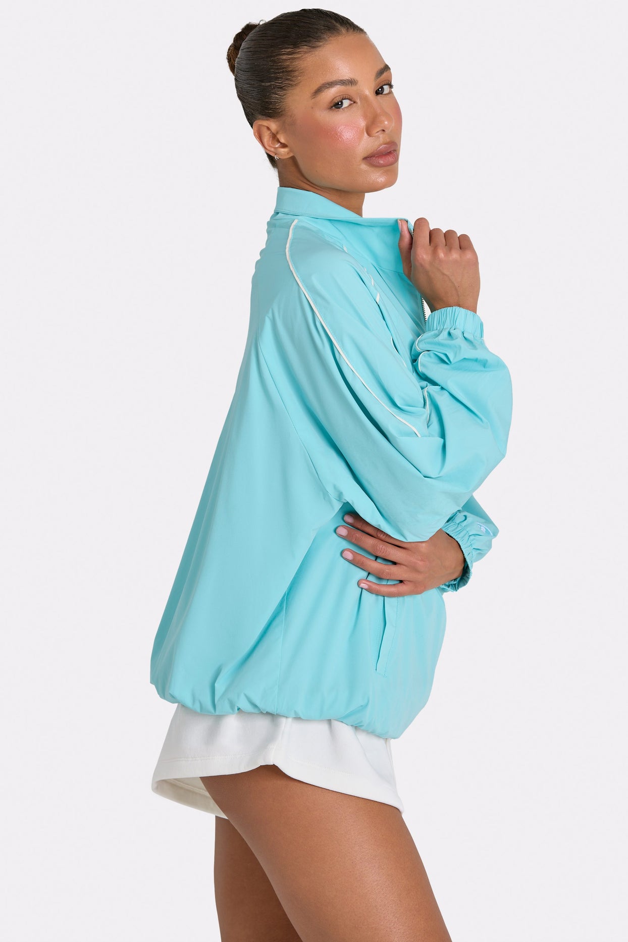 Oversized Track Jacket in Aqua - 3