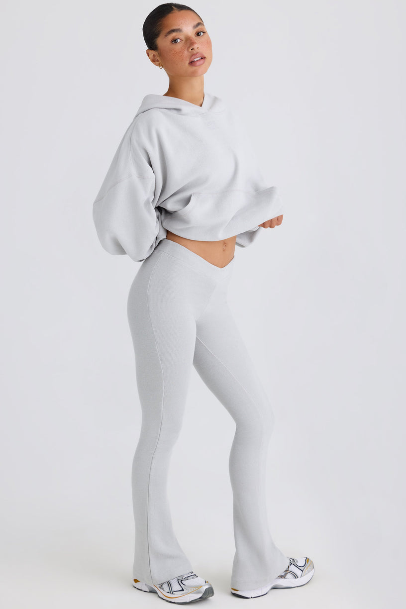 Textured Cotton Jersey Flared Trousers in Pacific Grey - 1