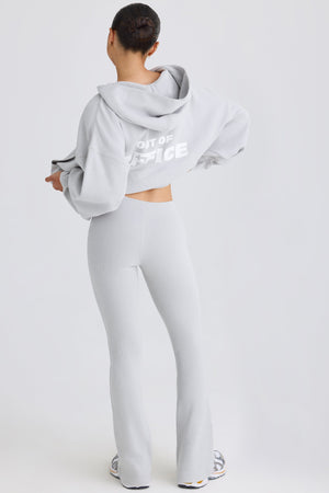 Textured Cotton Jersey Flared Trousers in Pacific Grey