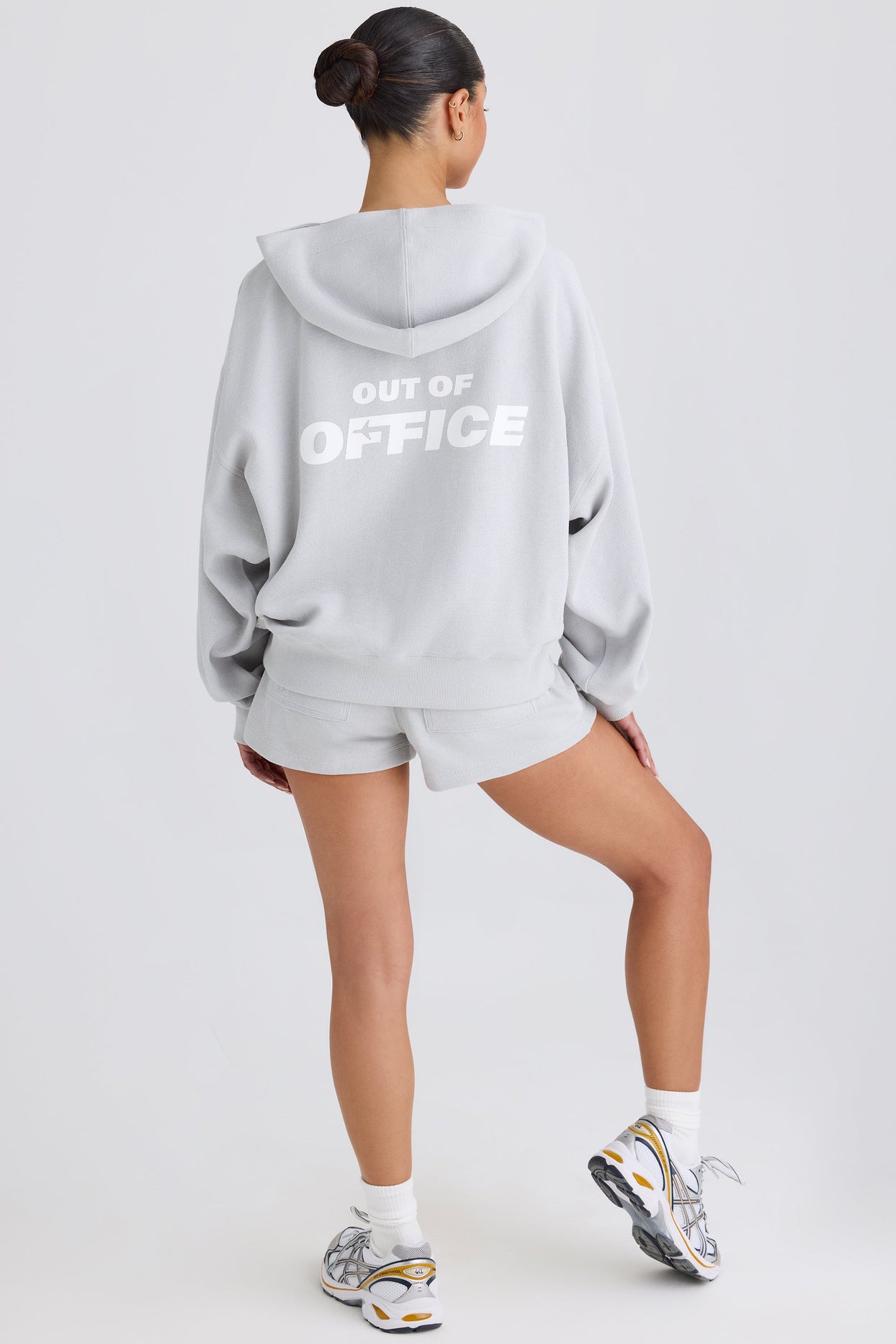 Graphic-Print Hoodie in Pacific Grey