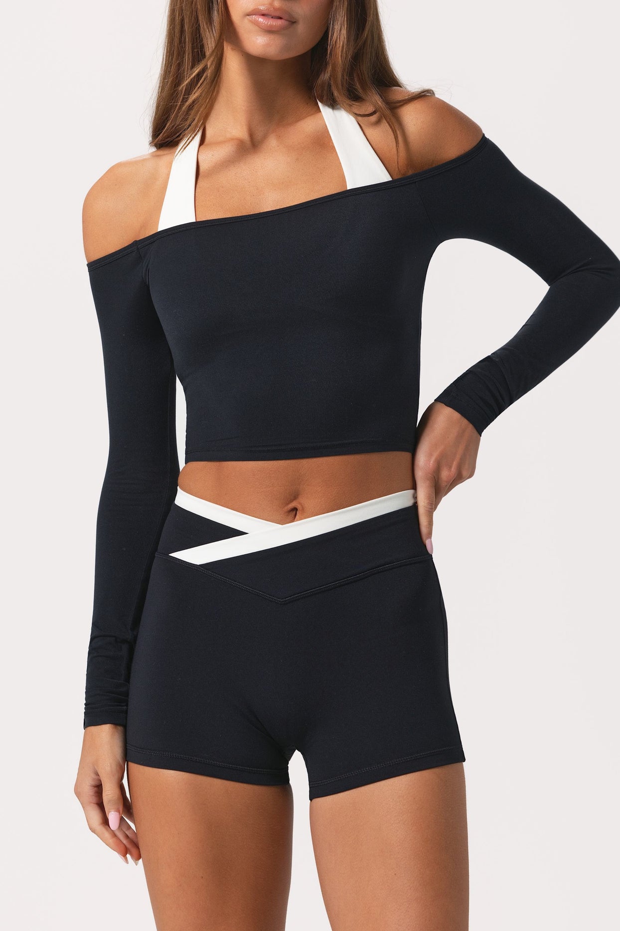 Soft Jersey Off-Shoulder Top in Black - 4