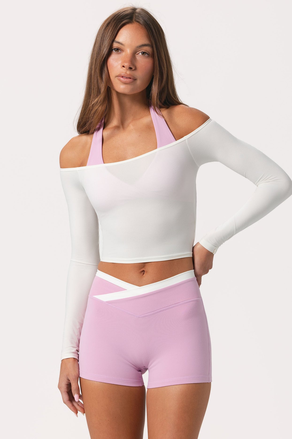 Soft Jersey Off-Shoulder Top in Coconut - 5