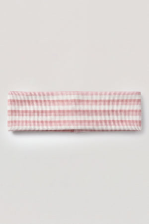 Ribbed Jersey Headband in Pink Stripe