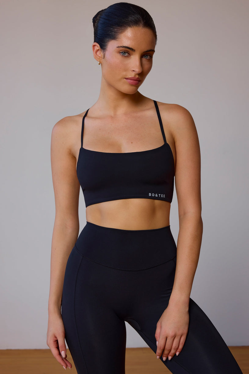 Cross-Back Sports Bra in Black - 2