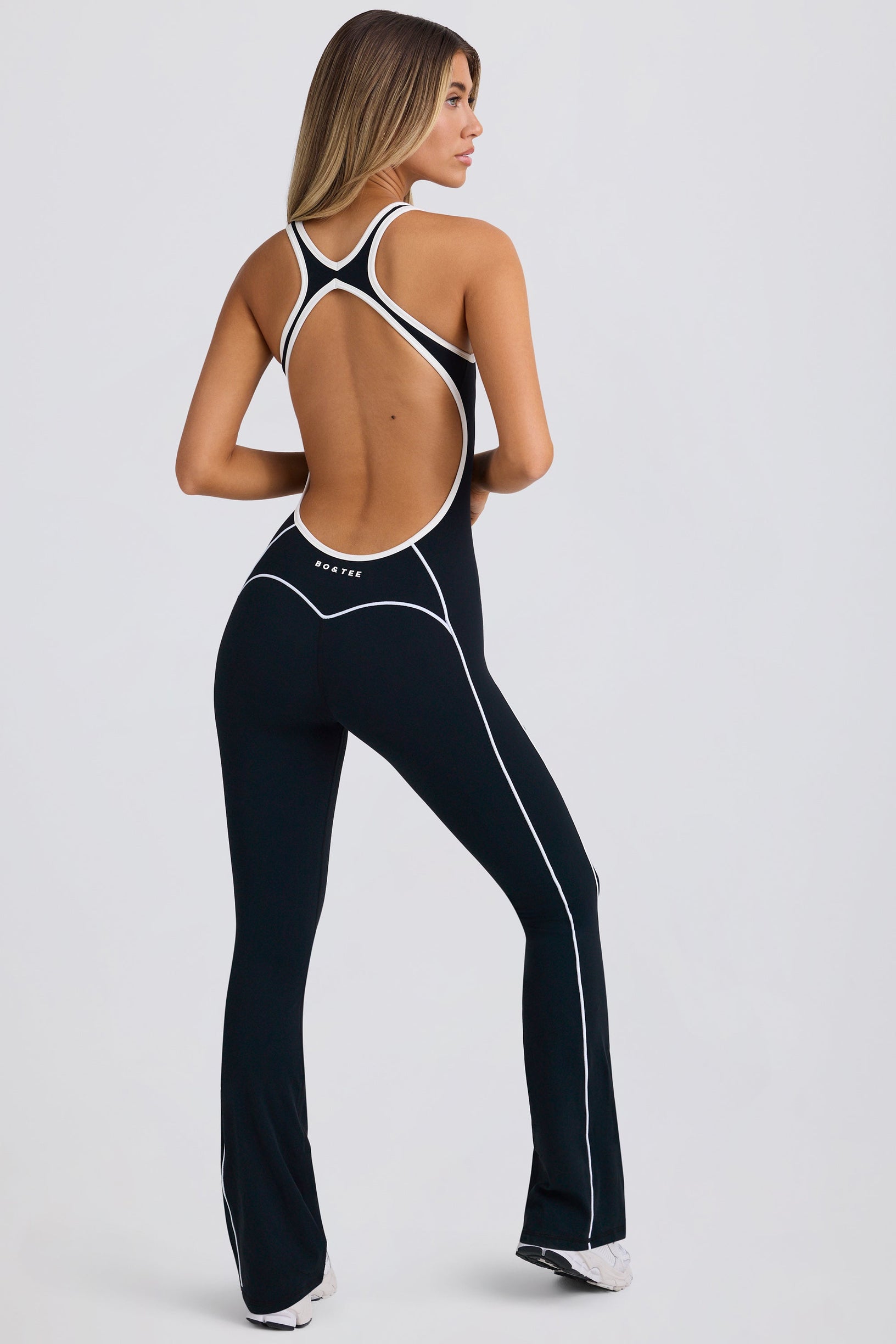 Petite Soft Active Open-Back Jumpsuit in Black - 2