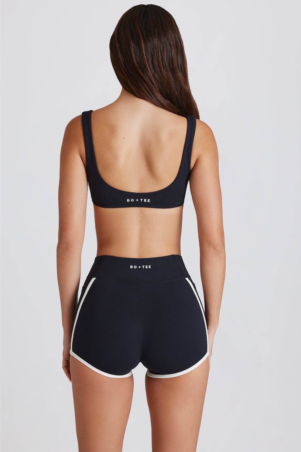 Soft Active Contrast Mini Shorts in Black - 3
