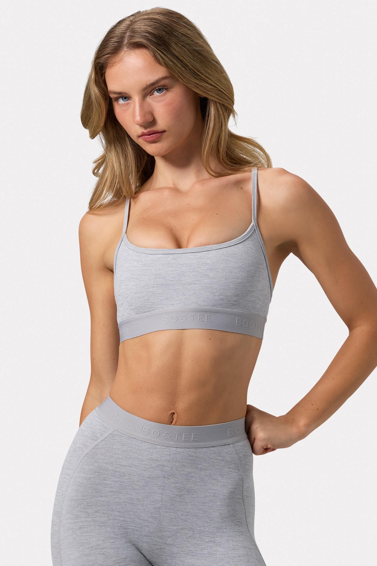 Soft Active Cross-Back Sports Bra in Grey Marl - 1