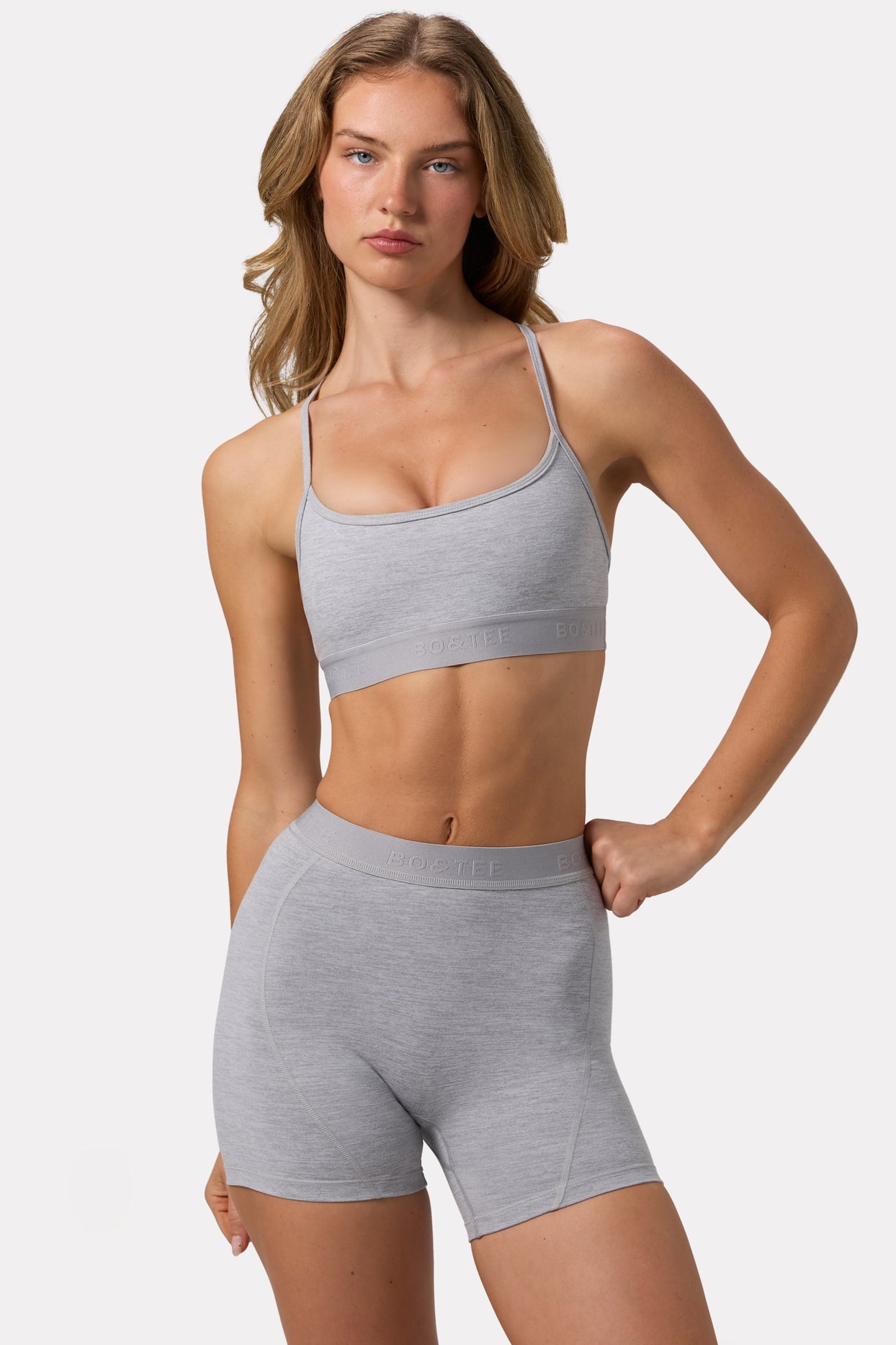 Soft Active Mini Shorts in Grey Marl - 1