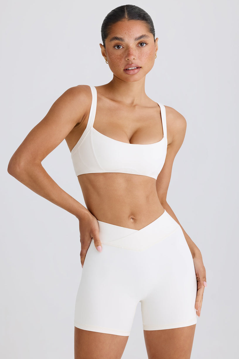Soft Active Crossover Mini Shorts in White - 1